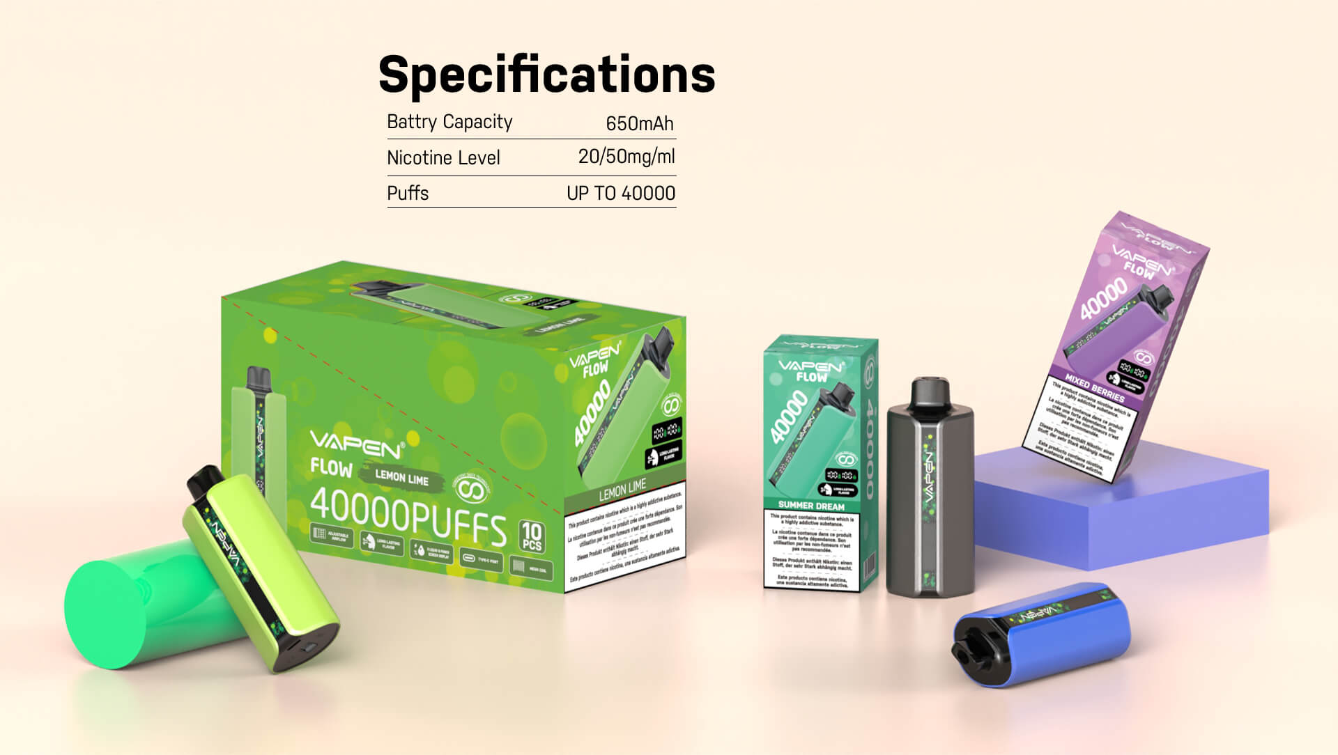 VAPEN FLOW 40000 Puffs Disposable Vape 40K Puff EU Warehouse Vaper Happ Bar SS36000 Vapsolo Razz Bar Vaper evape Wholesale