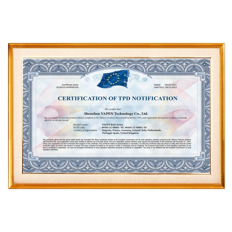 TPD MHRA registration certificate