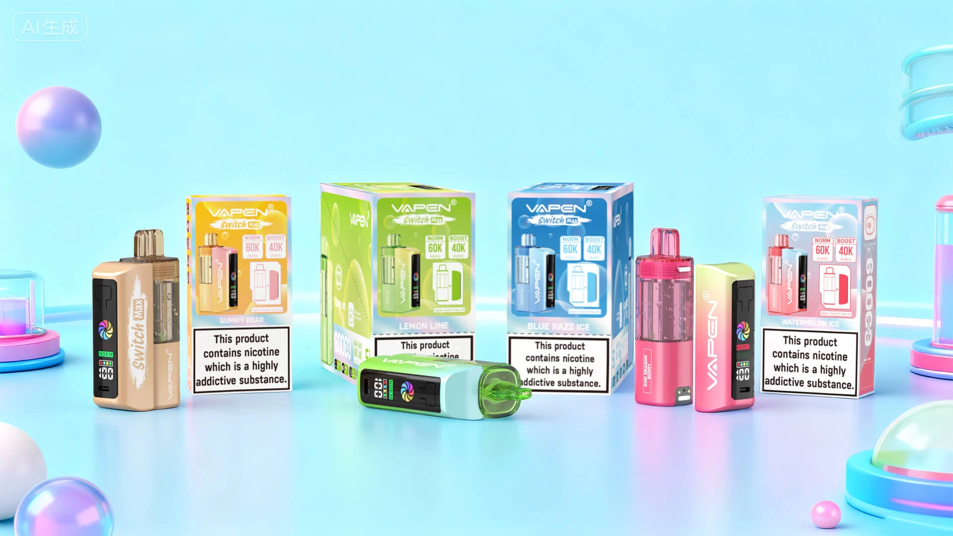 VAPEN SWITCH MAX 60K disposable vape packaging with display box and small retail box