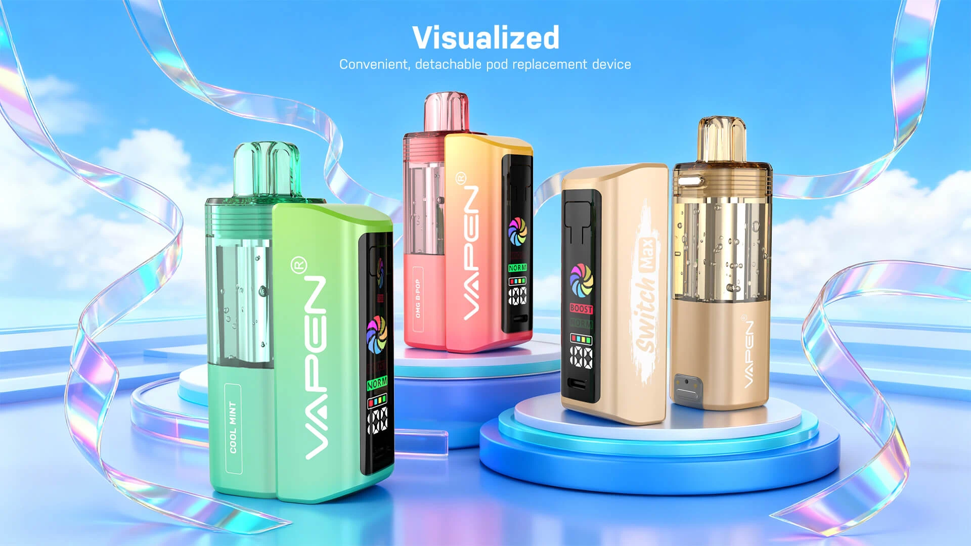 VAPEN SWITCH MAX 60K premium glossy design with magnetic pod connection for easy swaps