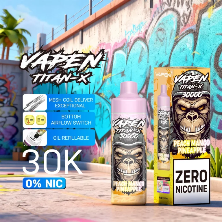 Premium nicotine-free vape device VAPEN TITAN-X 30K designed for clean and consistent vaping experience
