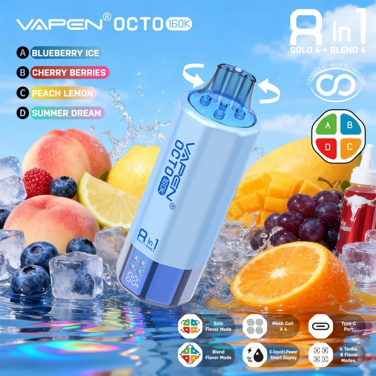 vapen-octo-160k-blueberry-ice-cherry-berries-peach-lemon-summer-dream