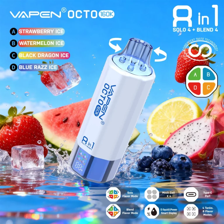 vapen-octo-160k-strawberry-ice-watermelon-ice-black-dragon-ice-blue-razz-ice