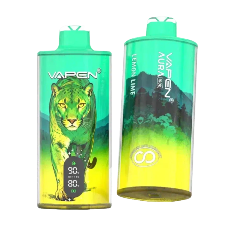 VAPEN AURA 100K Lemon Lime disposable vape with pure flavors and consistent taste.
